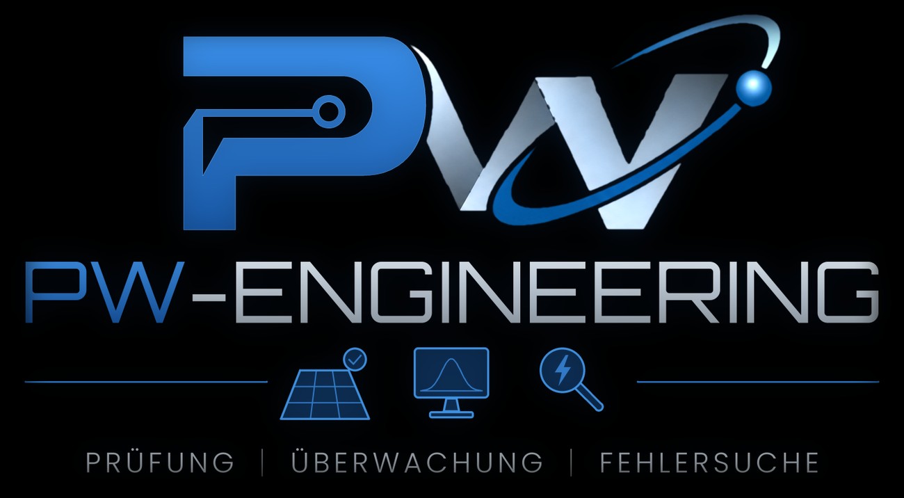 Logo von PW-Engineering mit den Leistungen Prüfung, Überwachung und Fehlersuche